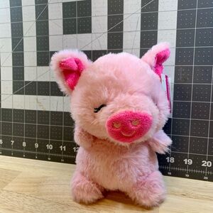 Cute Pink Pig Plush - Small Stuffed Animal - Valentines
